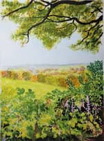Looking towards Dartmoor in coloured inks
